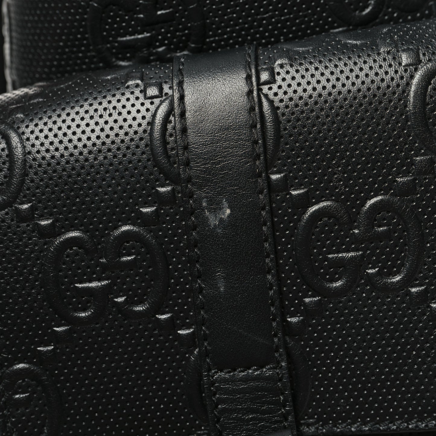 Calfskin GG Tennis Embossed Double Buckle Backpack Black