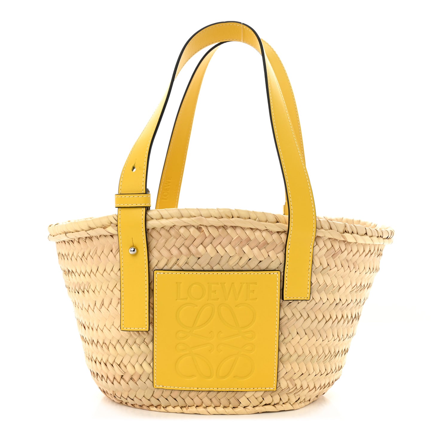 Raffia Small Basket Tote Bag Natural Yellow