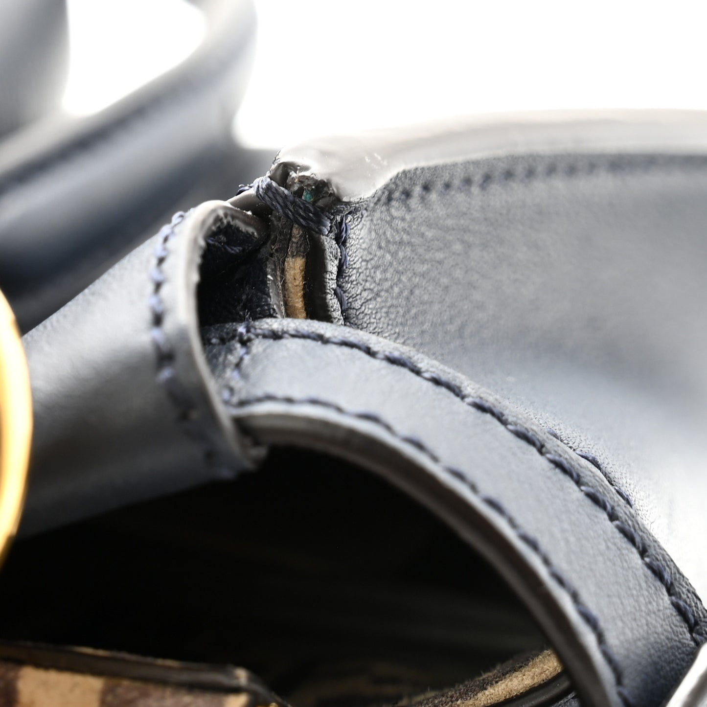 Vitello Seta Suede FF Mini Peekaboo Iconic Satchel Midnight Miel