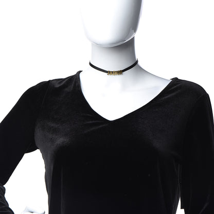 Christian Dior Grosgrain Ribbon J'Adior Logo Choker Necklace Black 2 of 5