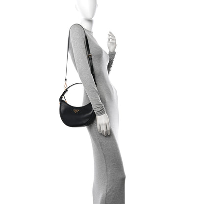 Prada Soft Calfskin Arque Shoulder Bag Black 2 of 9