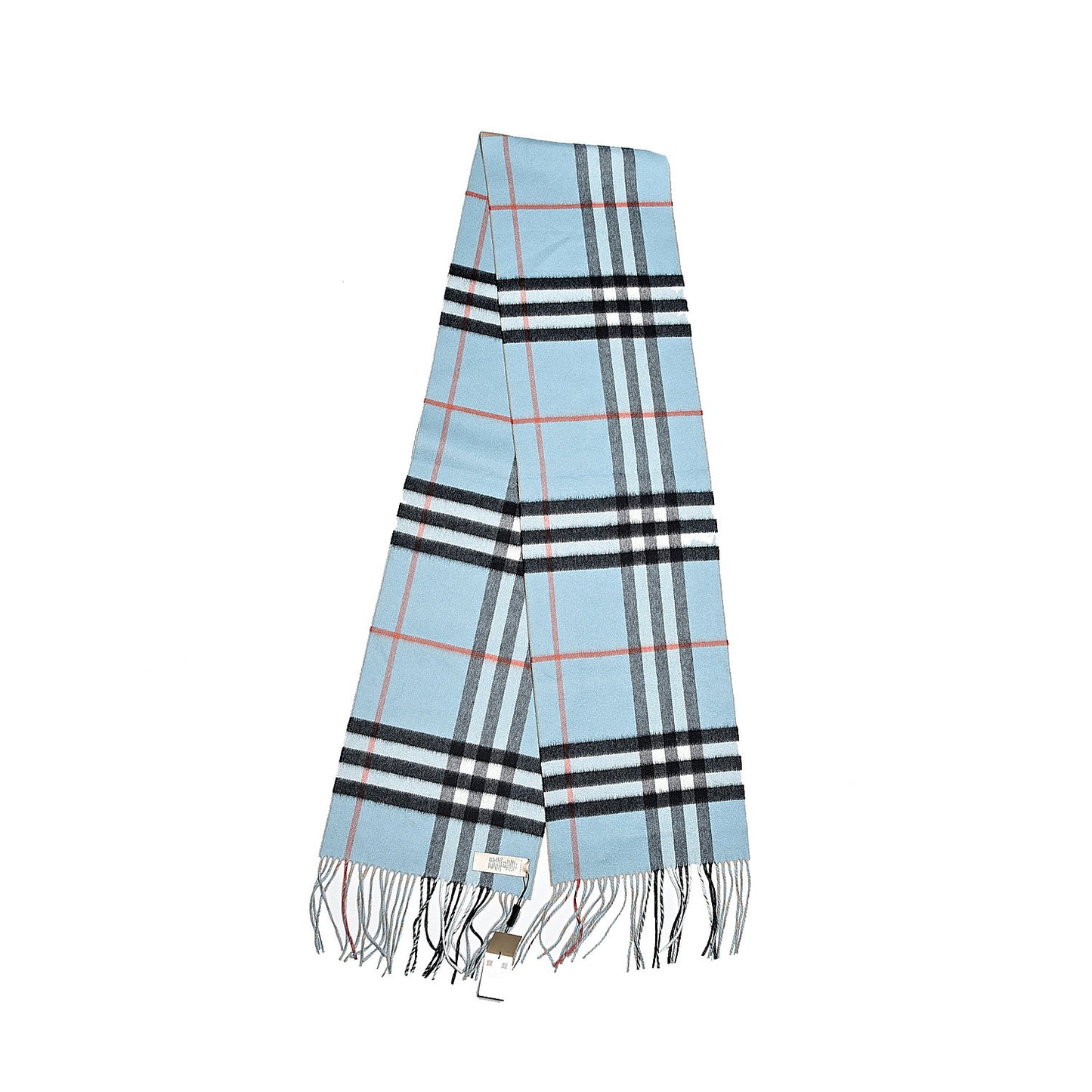 Cashmere Giant Check To Check Reversible Fringe Scarf Pale Peridot Blue