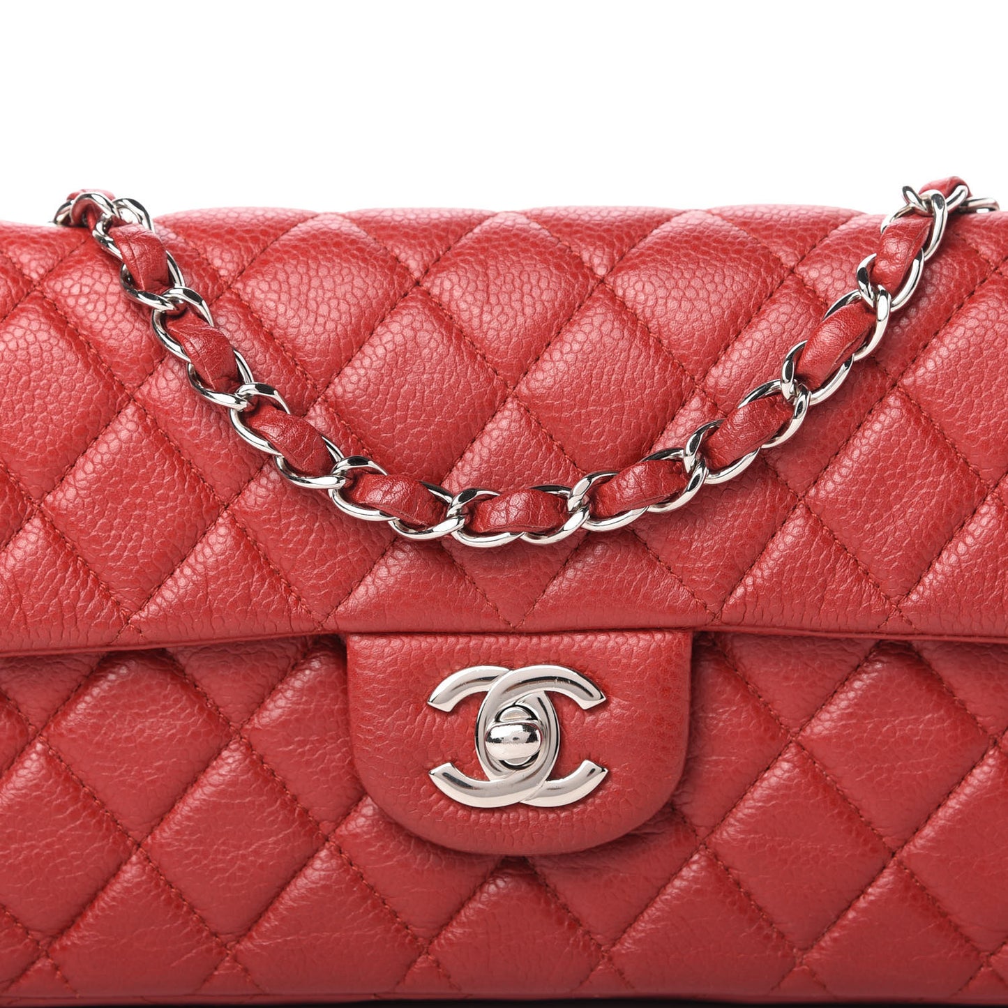Caviar Quilted East West Flap Red