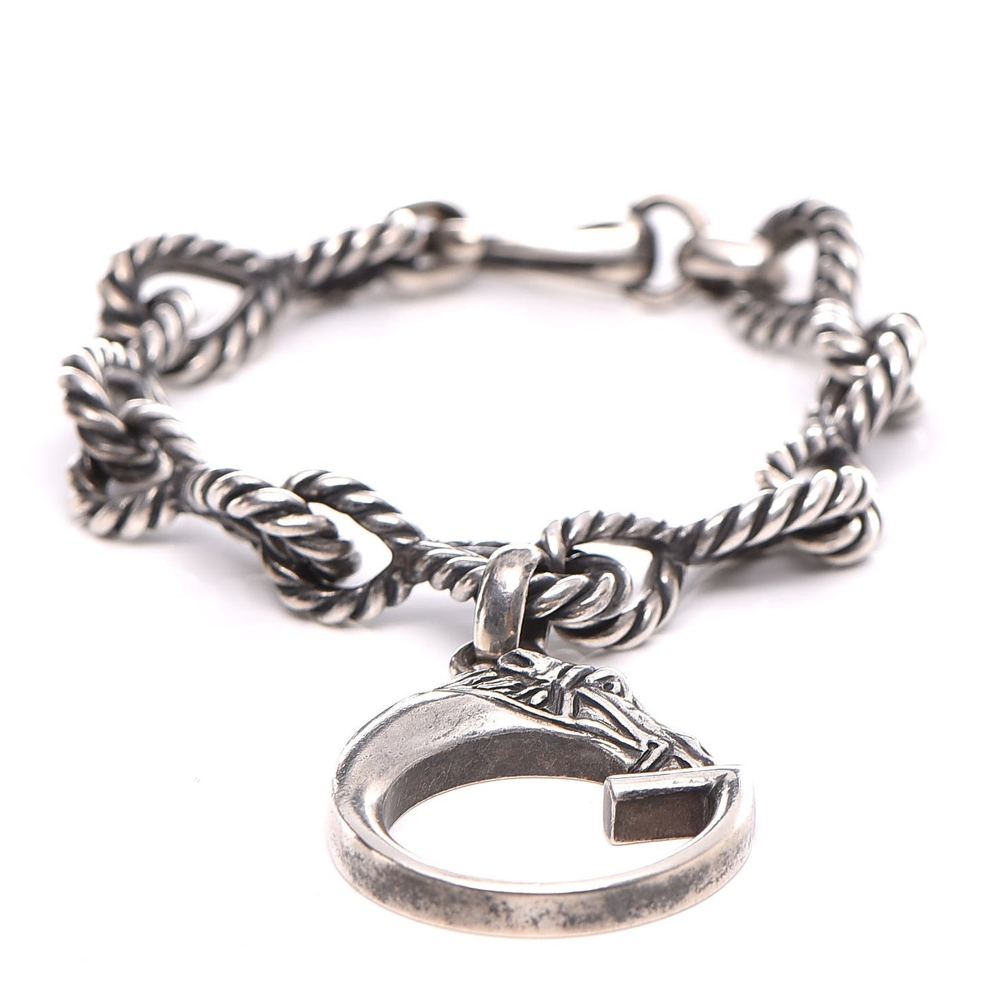 Sterling Silver G Horse Rope Bracelet