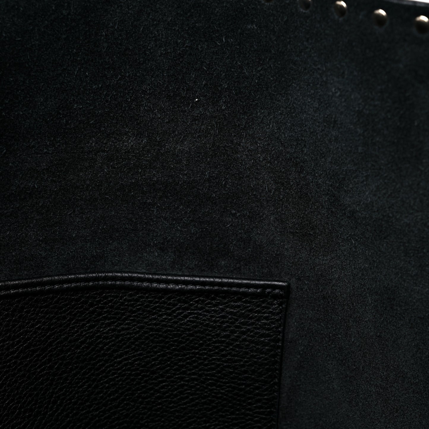 Grained Calfskin Rockstud Shoulder Tote Black