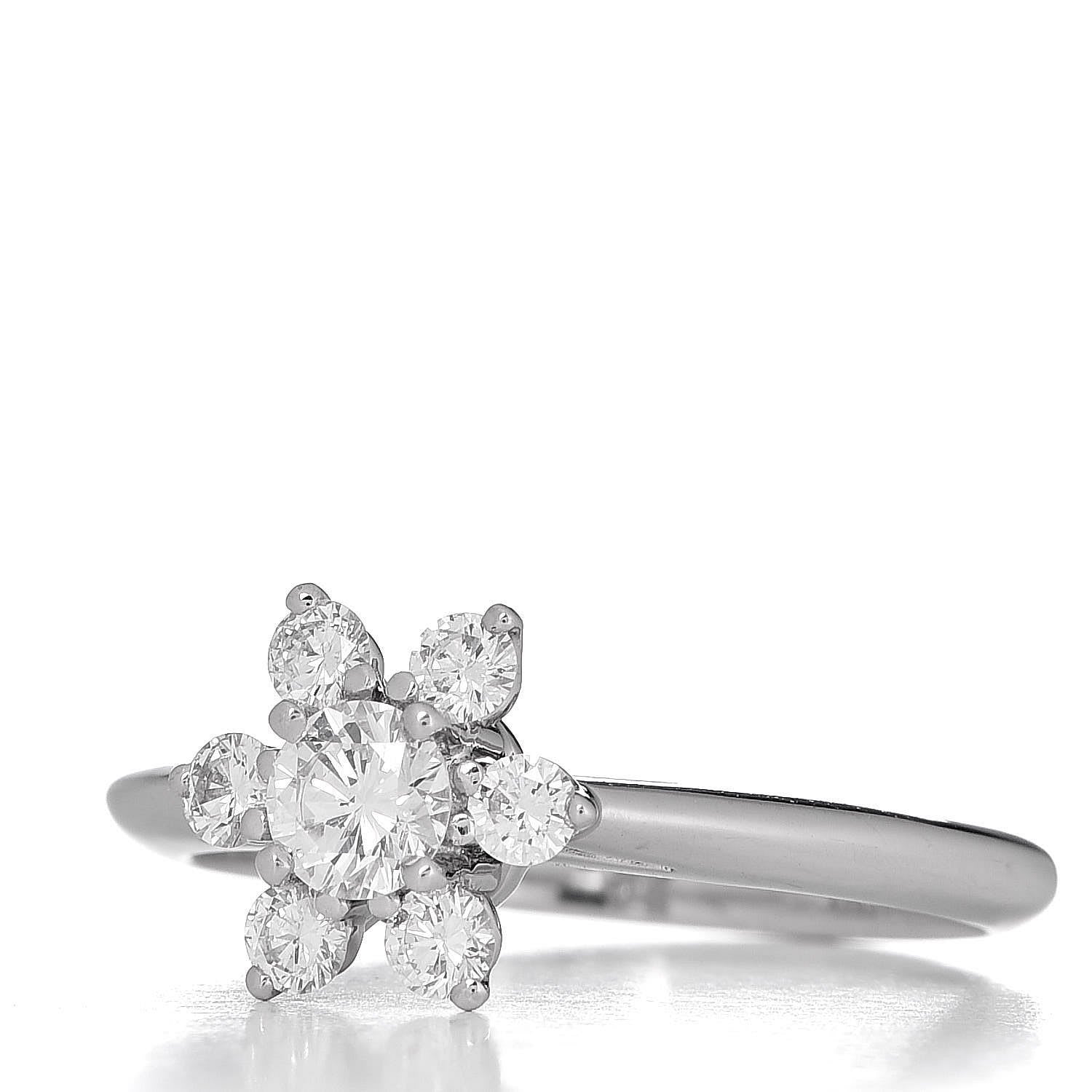 Tiffany Platinum Diamond Flower Ring 50 5.25 3 of 5
