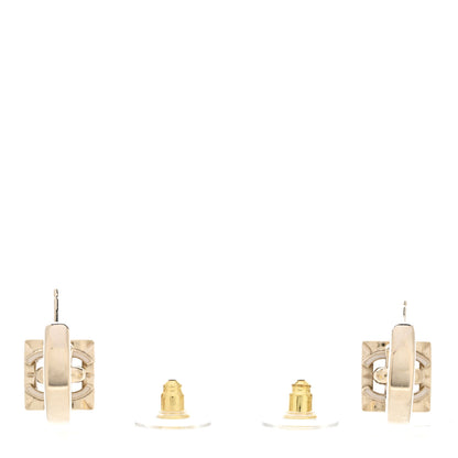 Chanel Enamel CC Cube Drop Earrings Gold White 3 of 5