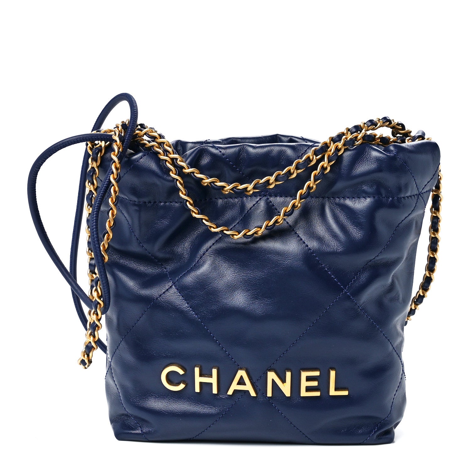 Chanel Shiny Calfskin Quilted Mini Chanel 22 Navy Blue 1 of 12