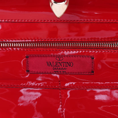 Valentino Garavani Patent Monochrome Medium Rockstud Tote Rosso Valentino 5 of 10