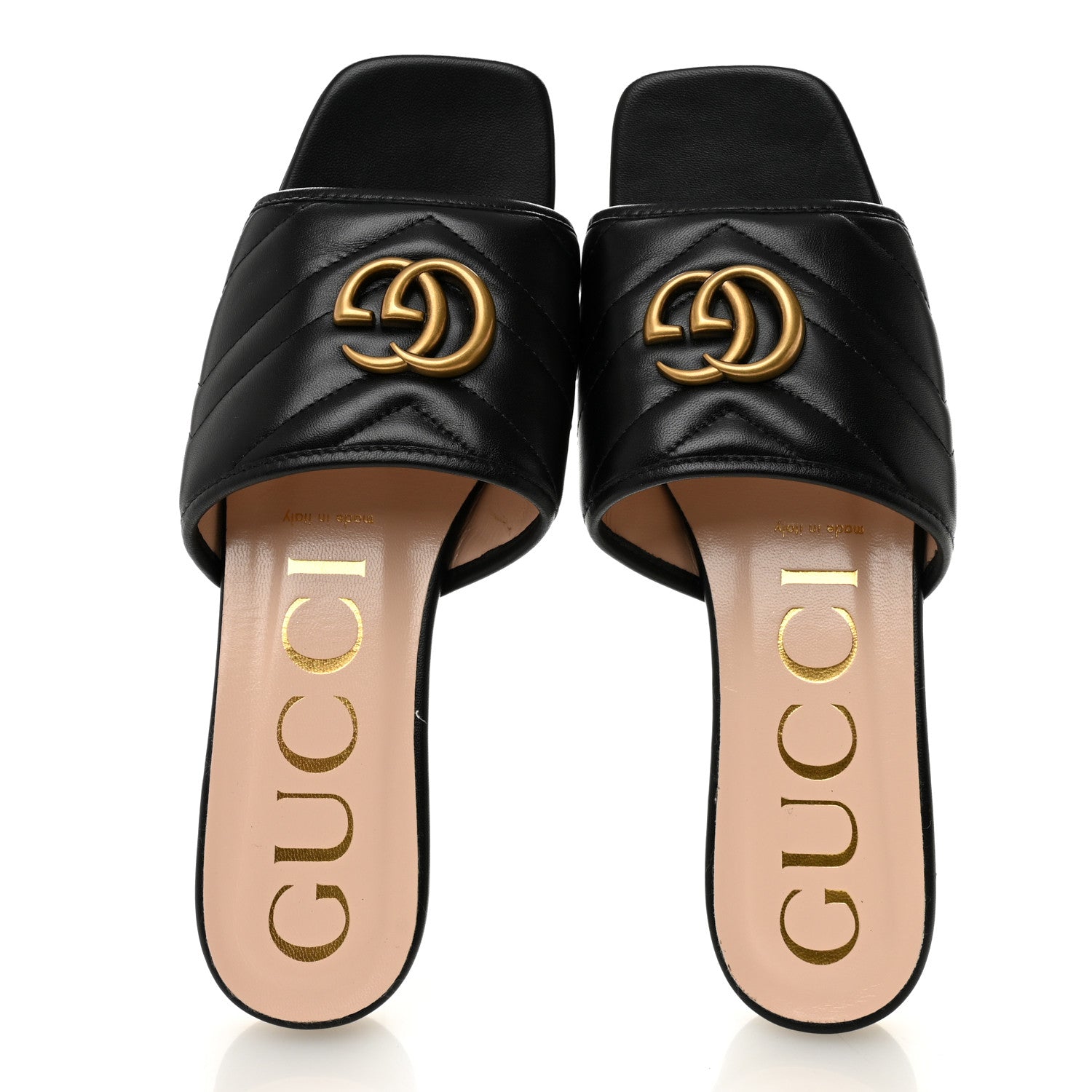 Gucci Nappa Matelasse GG Marmont Flat Slide Sandals 38 Black 5 of 10