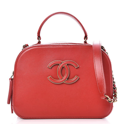 Chanel Shiny Calfskin Goatskin Quilted Small Coco Curve Vanity Red 1 of 8