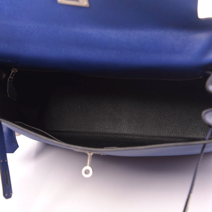Hermes Epsom Horseshoe Kelly Retourne 32 Bleu Electrique Black 5 of 11