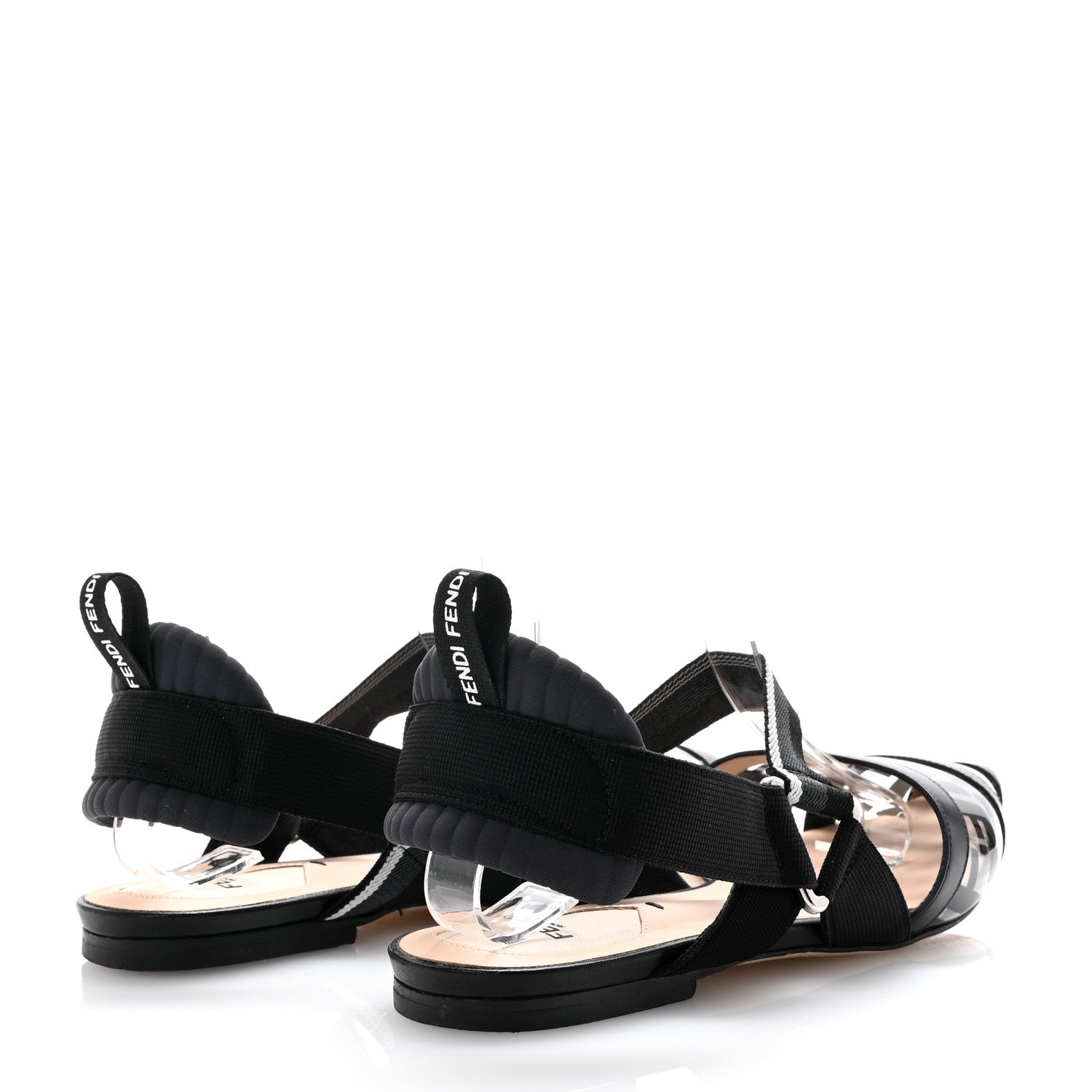 Fendi PVC Calfskin FF Colibri Slingback Ballerina Flats 38.5 Tobacco Moro Black Militare 3 of 8