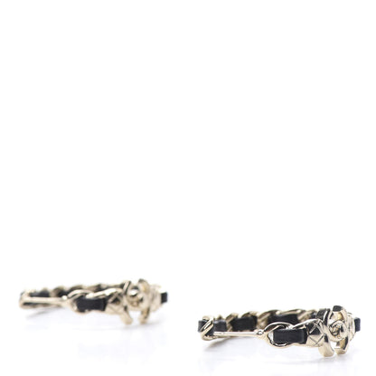 Chanel Lambskin CC Turnlock Chain Hoop Earrings Gold Black 3 of 4