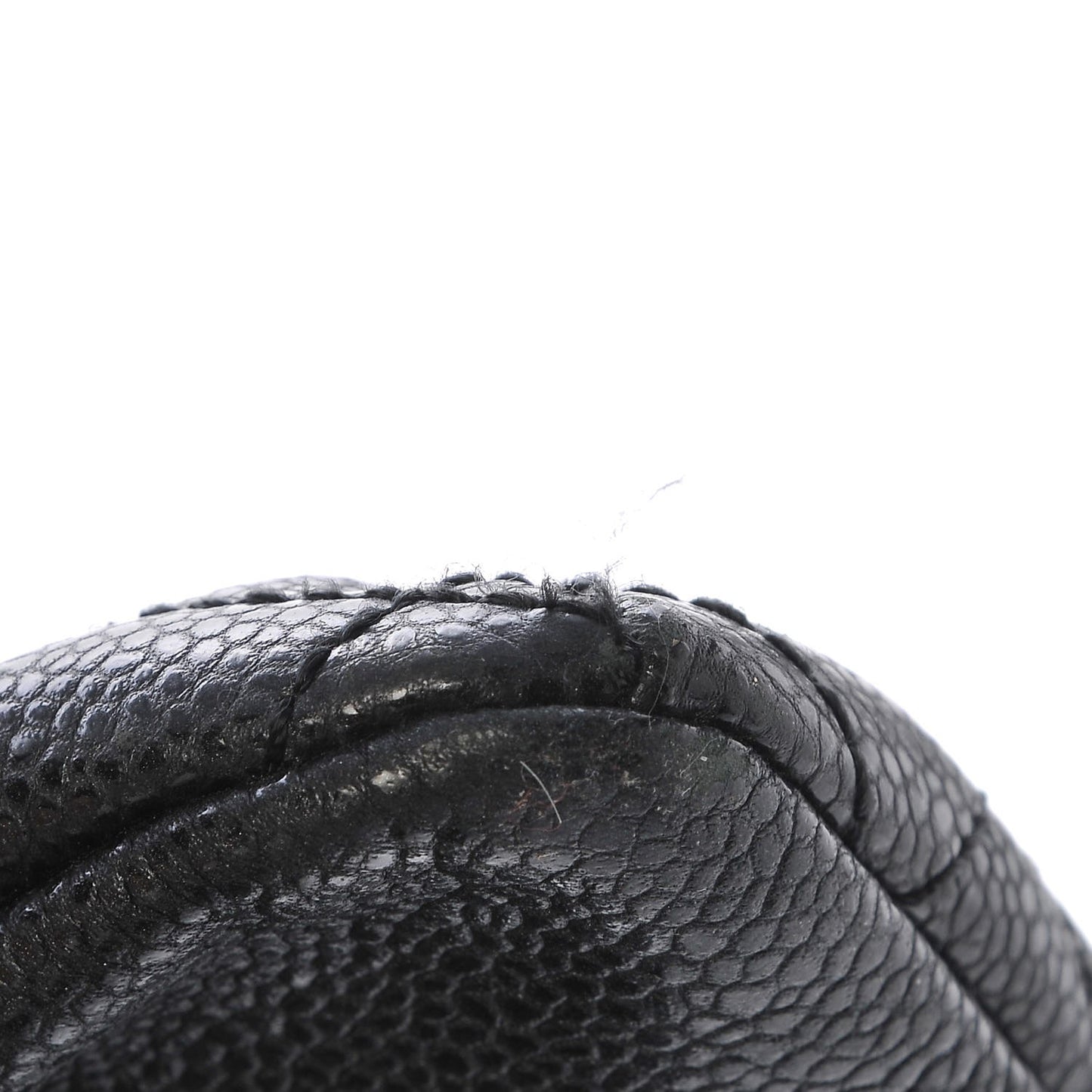 Glazed Caviar Quilted Mademoiselle Bowling Bag Black