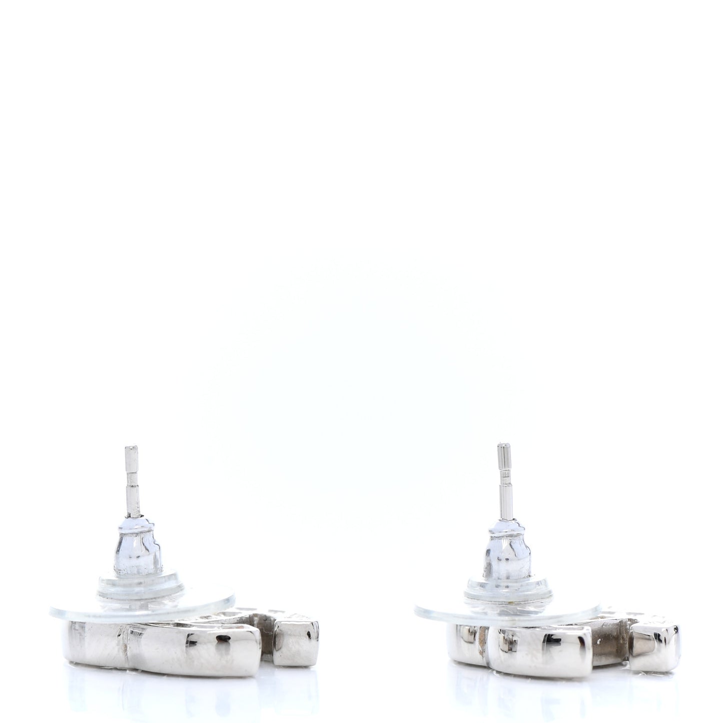 Baguette Crystal CC Earrings Silver Grey