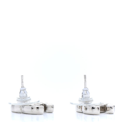 Chanel Baguette Crystal CC Earrings Silver Grey 3 of 5