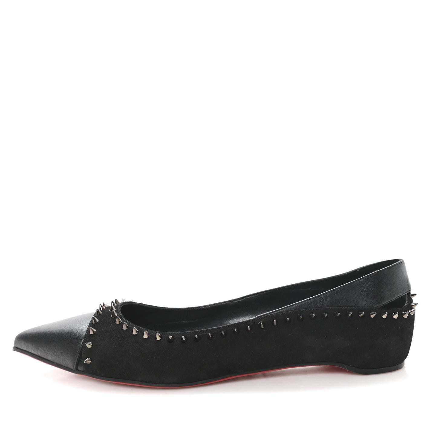 Nappa Suede Spikes Duvettina Ballerina Flats 38 Black