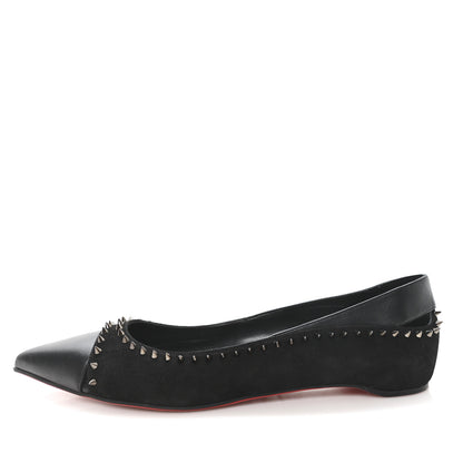 Christian Louboutin Nappa Suede Spikes Duvettina Ballerina Flats 38 Black 1 of 9
