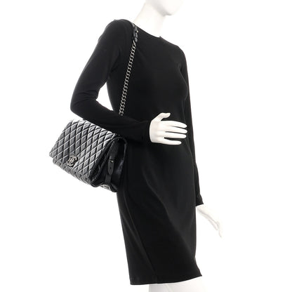Chanel Metallic Goatskin Quilted Large City Rock Flap Black 2 of 8