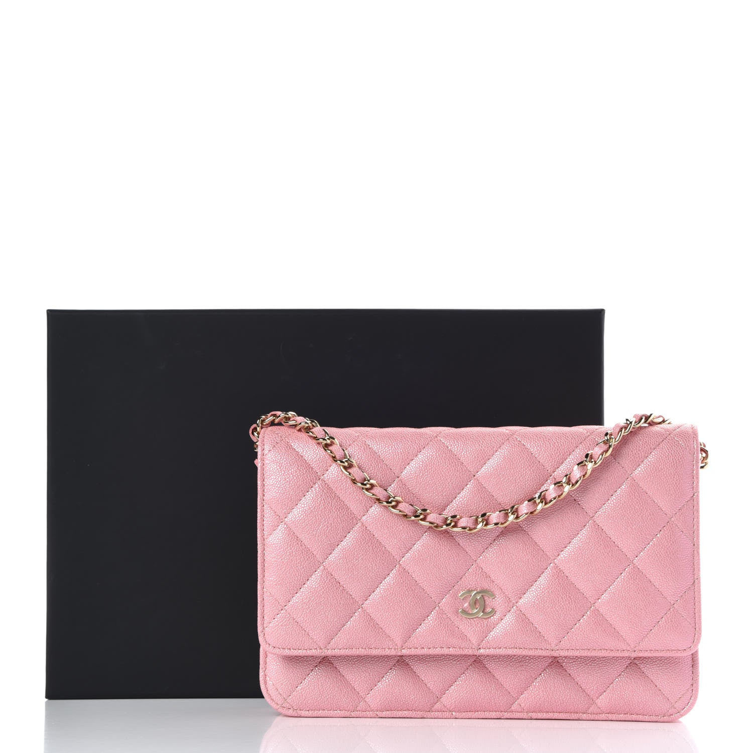 Chanel Iridescent Caviar Quilted Wallet on Chain WOC Rose Pink 11 of 11