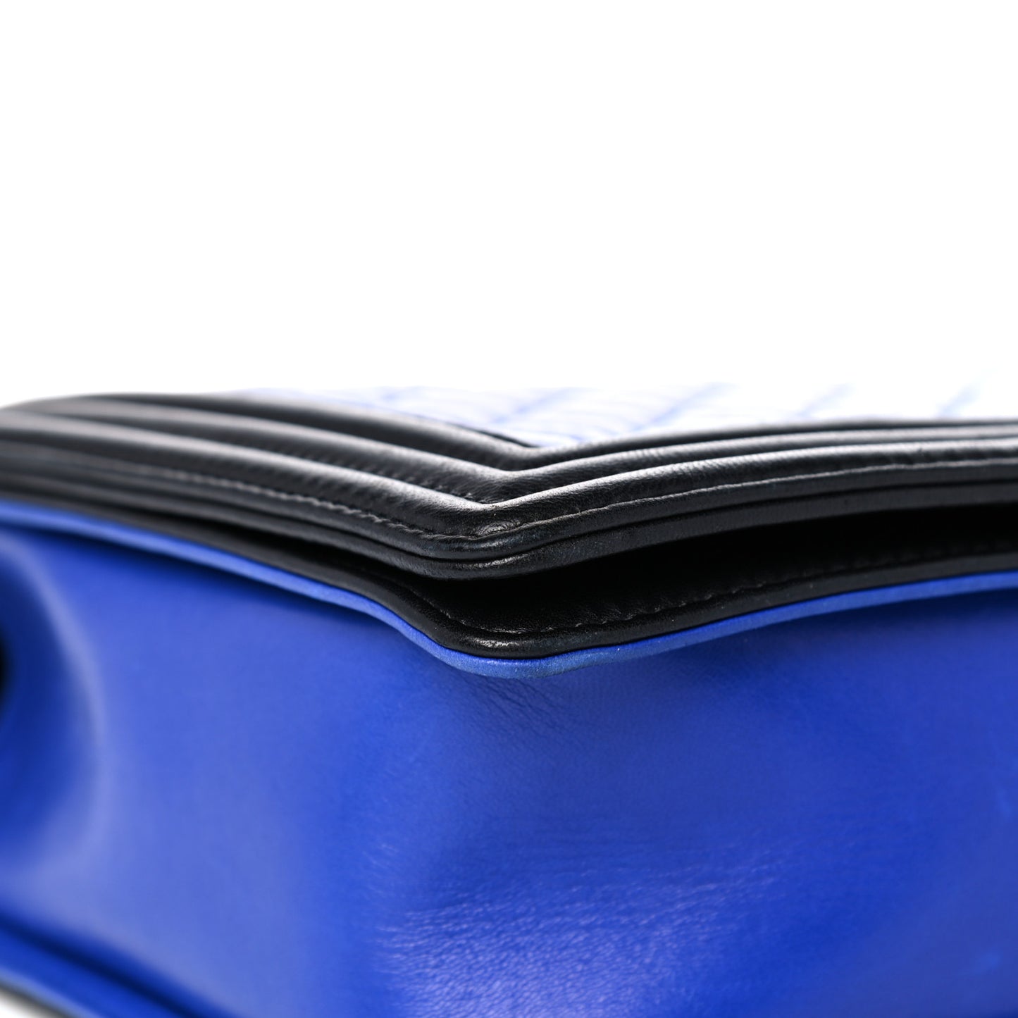Lambskin Quilted Large Boy Flap Blue Black