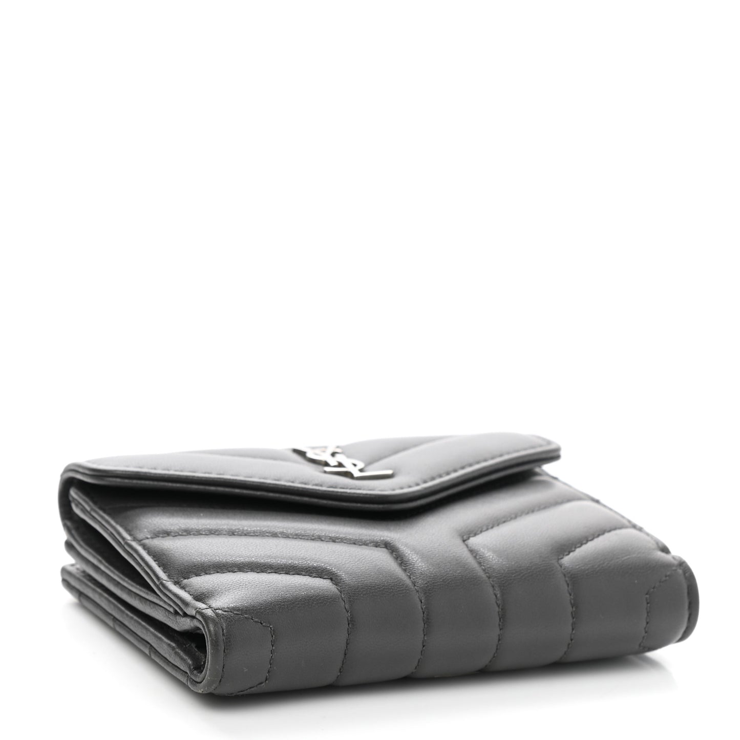 Lambskin Y Quilted Monogram Compact Loulou Wallet Asphalt