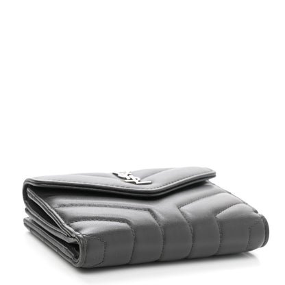 Saint Laurent Lambskin Y Quilted Monogram Compact Loulou Wallet Asphalt 4 of 9