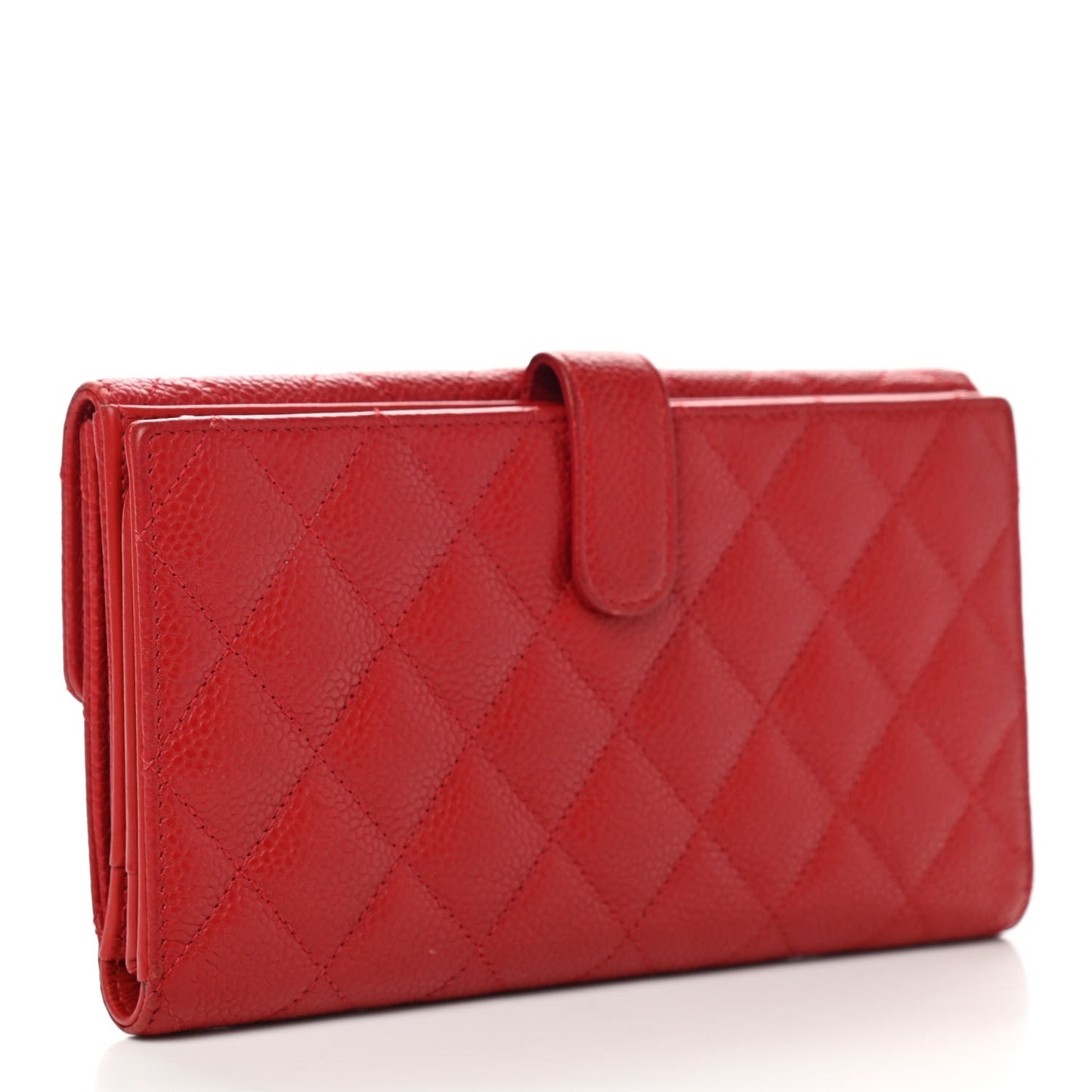 Caviar Quilted CC Long Double Wallet Red