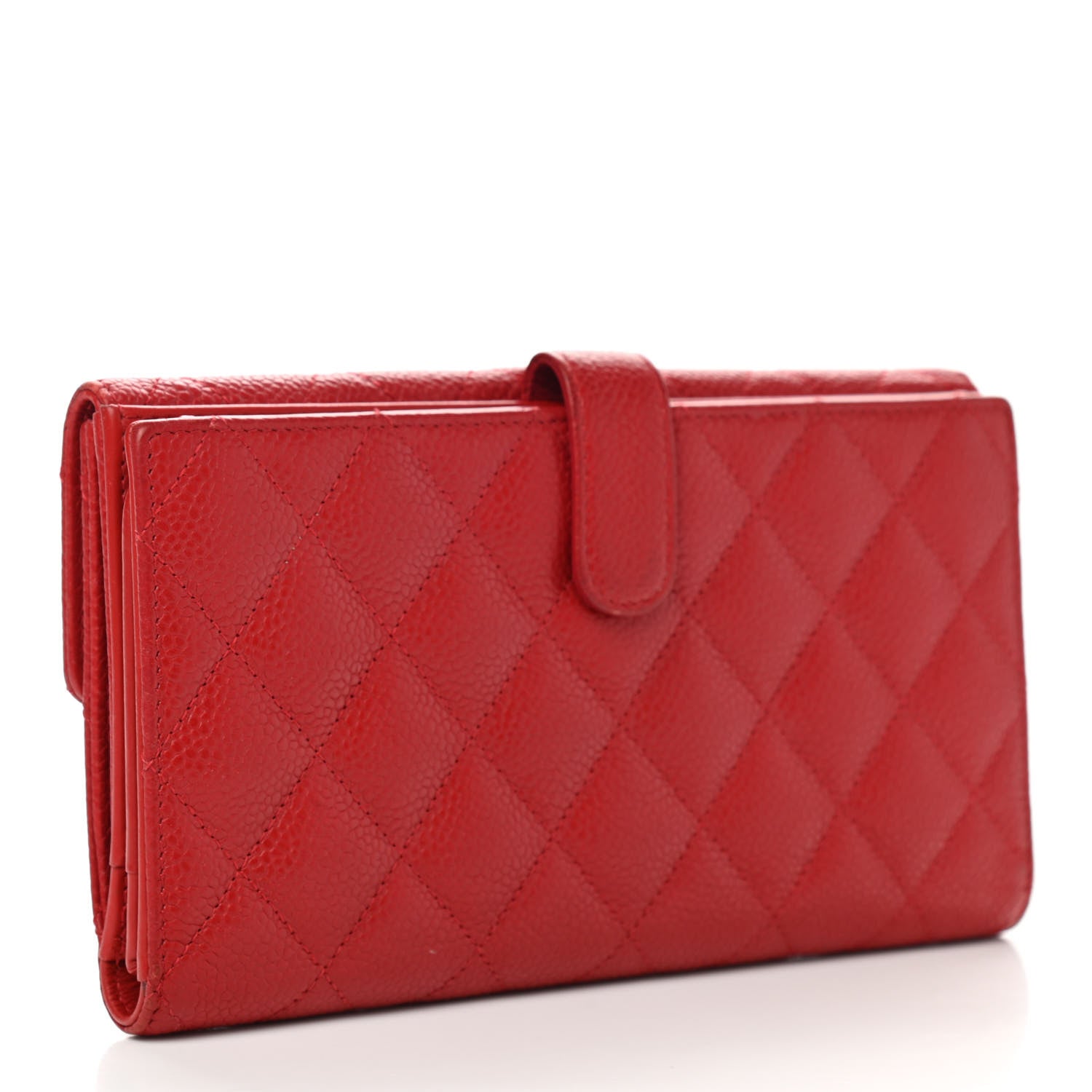 Chanel Caviar Quilted CC Long Double Wallet Red 3 of 14