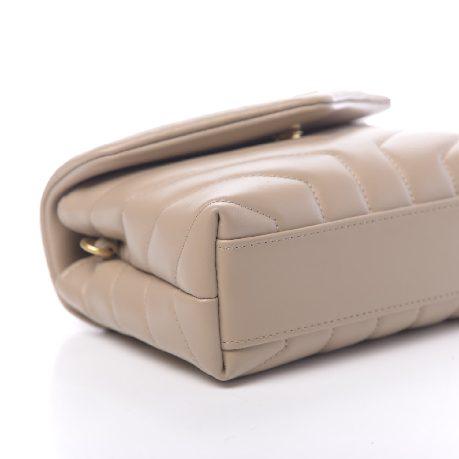 Saint Laurent Calfskin Y Quilted Monogram Toy Loulou Crossbody Bag Dark Beige 8 of 11