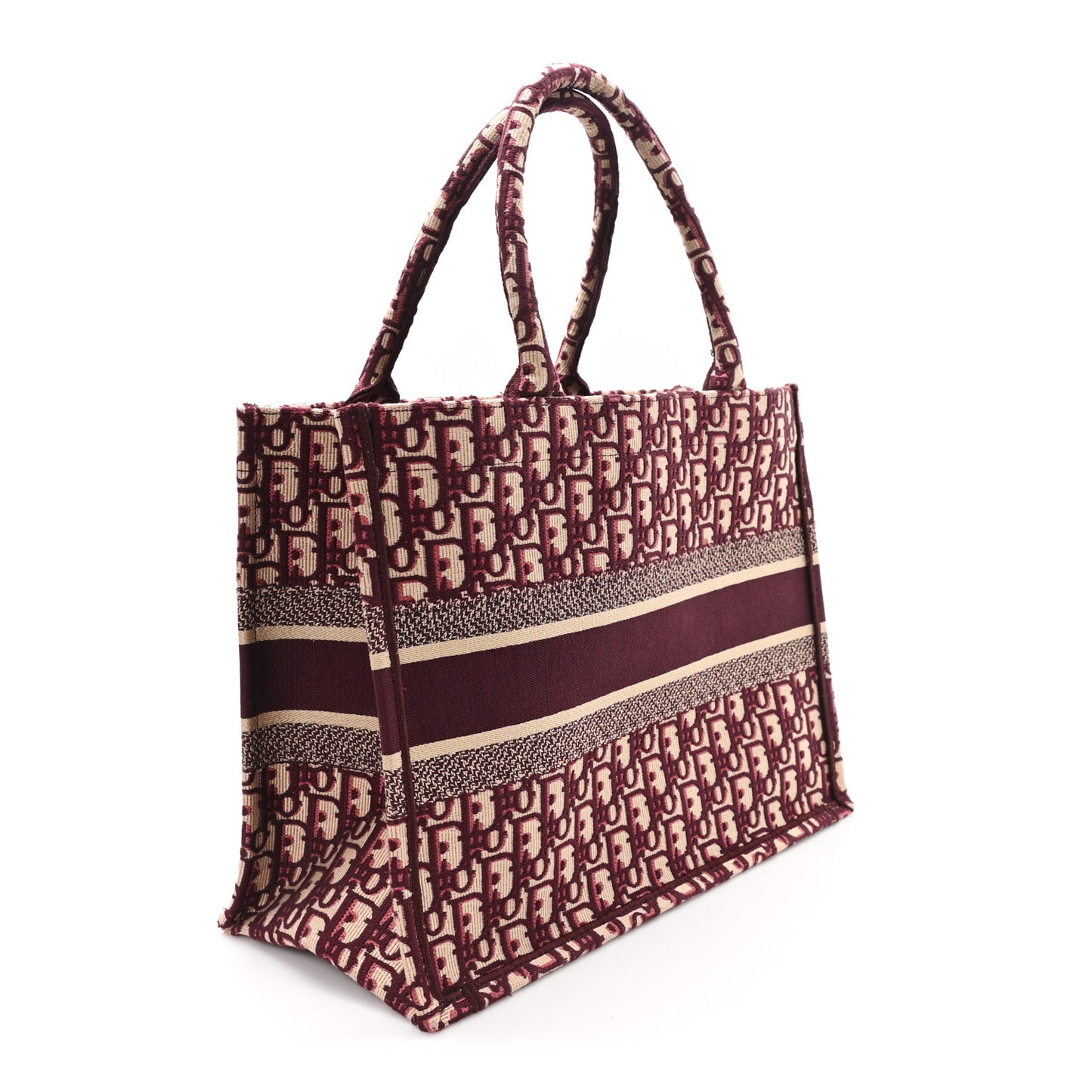 Oblique Medium Book Tote Burgundy Multicolor