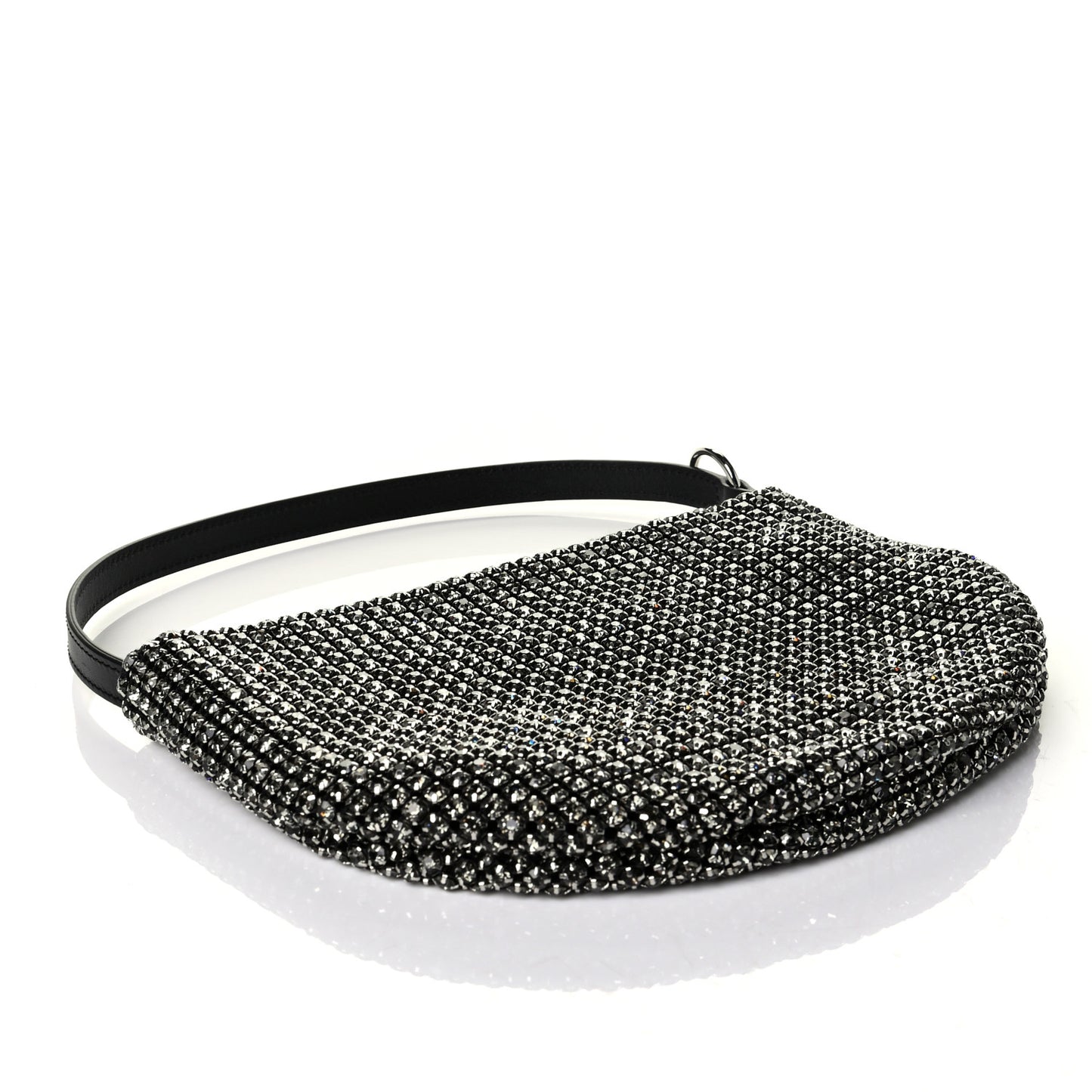 Mesh Crystal Wanglock Fortune Cookie Bag Black