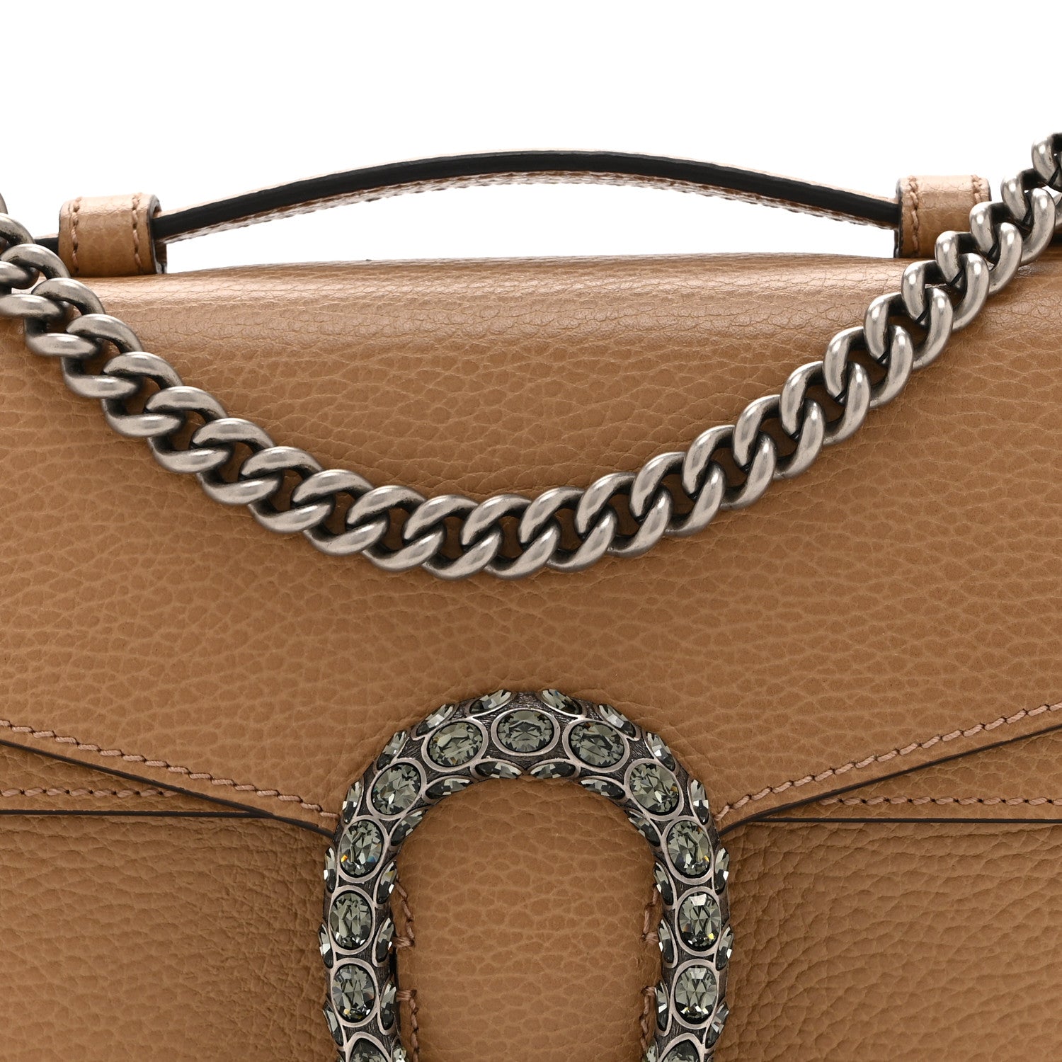 Gucci Dollar Calfskin Crystal Small Dionysus Shoulder Bag Natural Tan Black Diamond 9 of 11