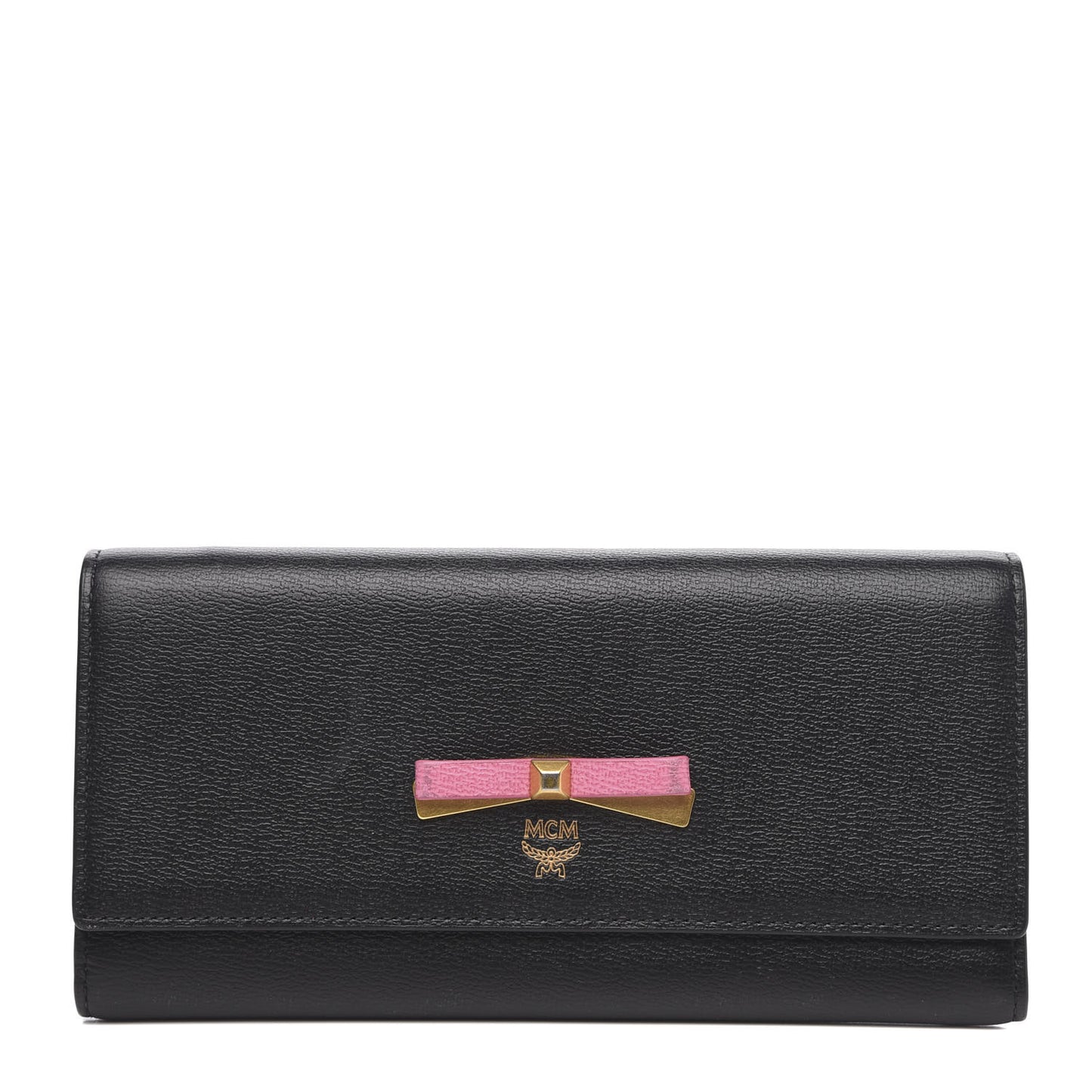 Grained Calfskin Mina Long Wallet Black