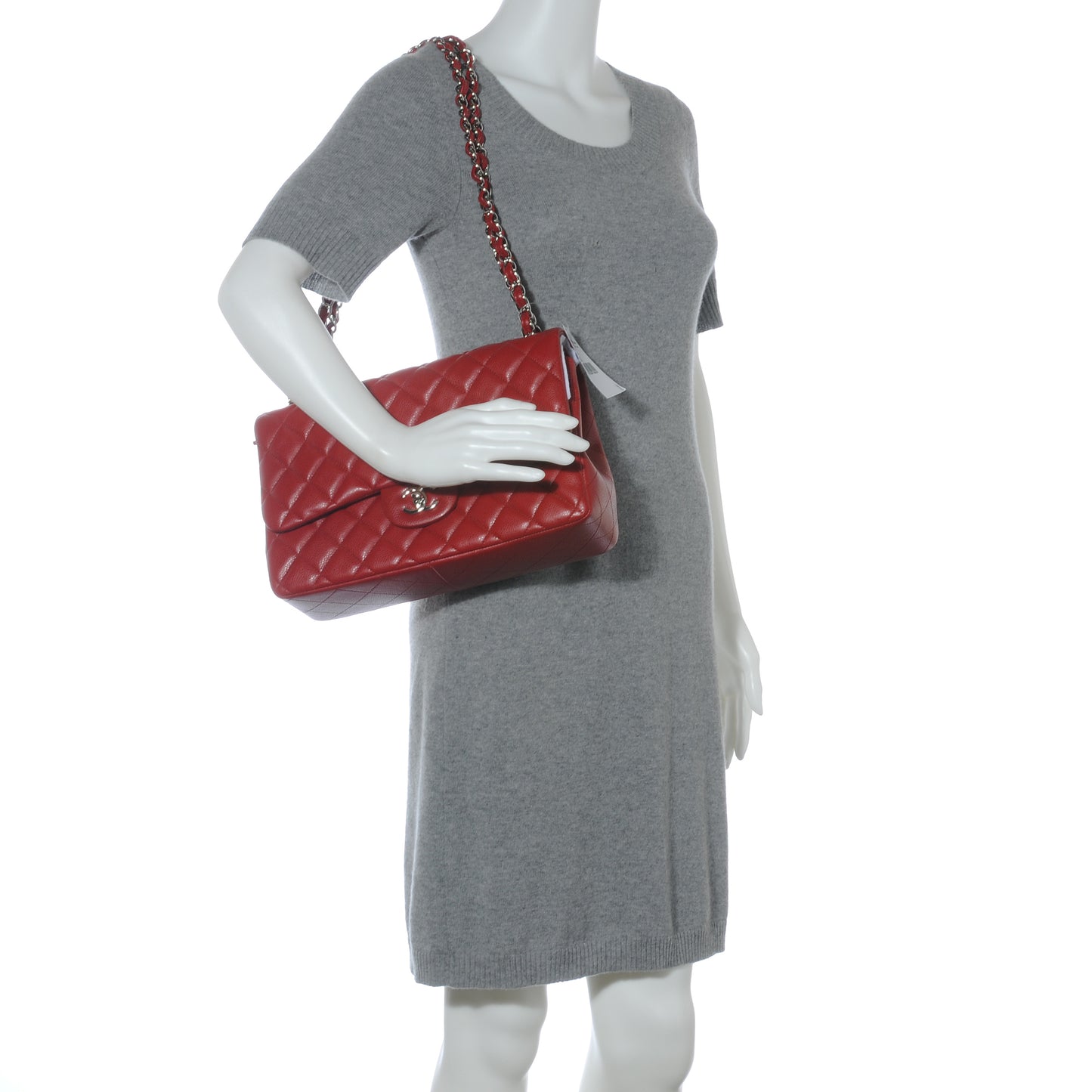 Caviar Jumbo Double Flap Red