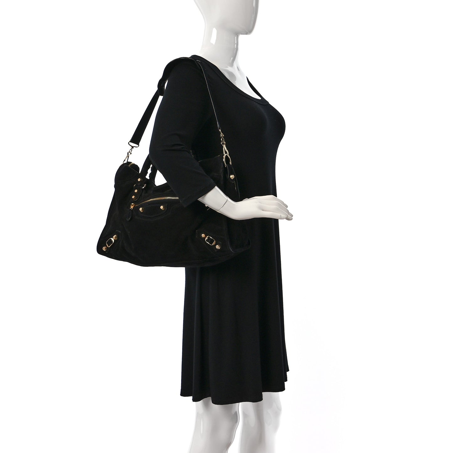 Baby Daim Suede Giant 12 Gold Hardware City Black