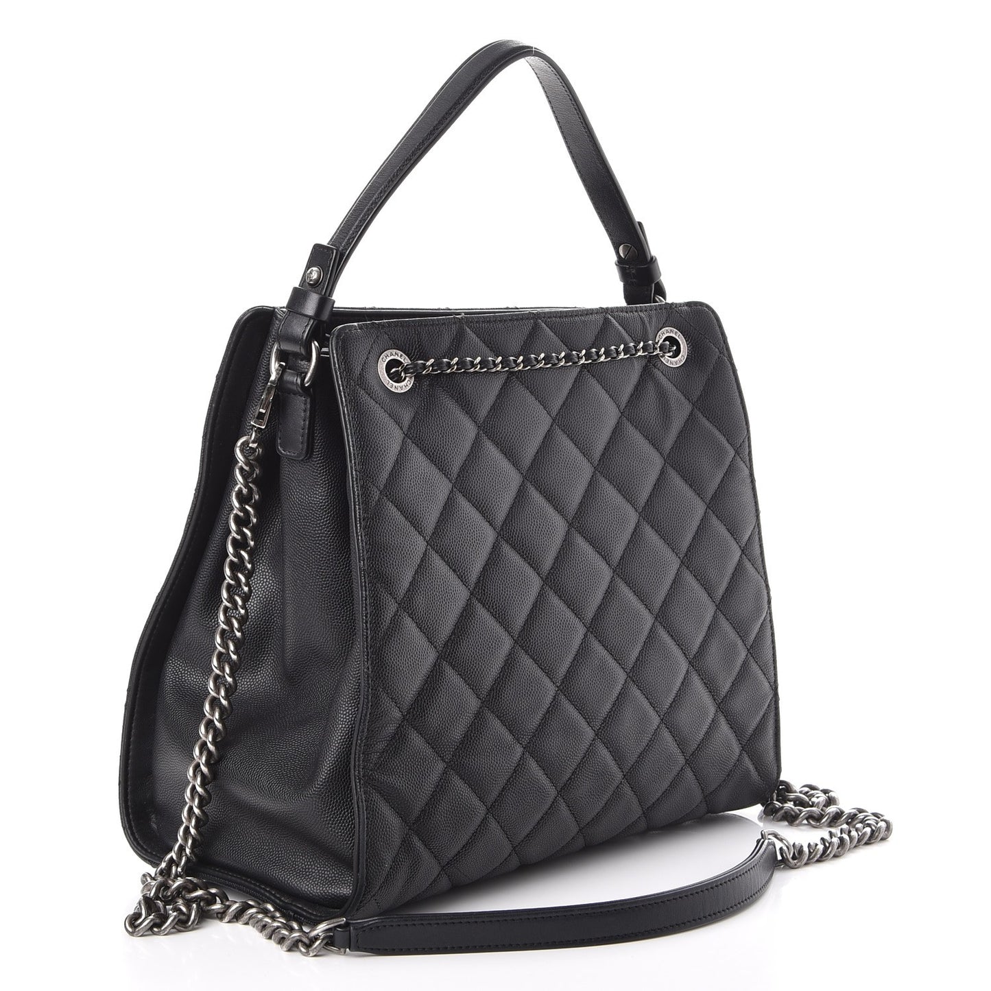 Caviar Quilted Medium CC Bucket Bag Black