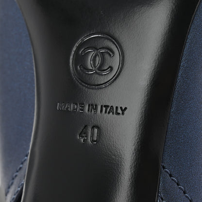 Chanel Calfskin Suede Cap Toe CC Short Boots 40 Navy Black 7 of 9