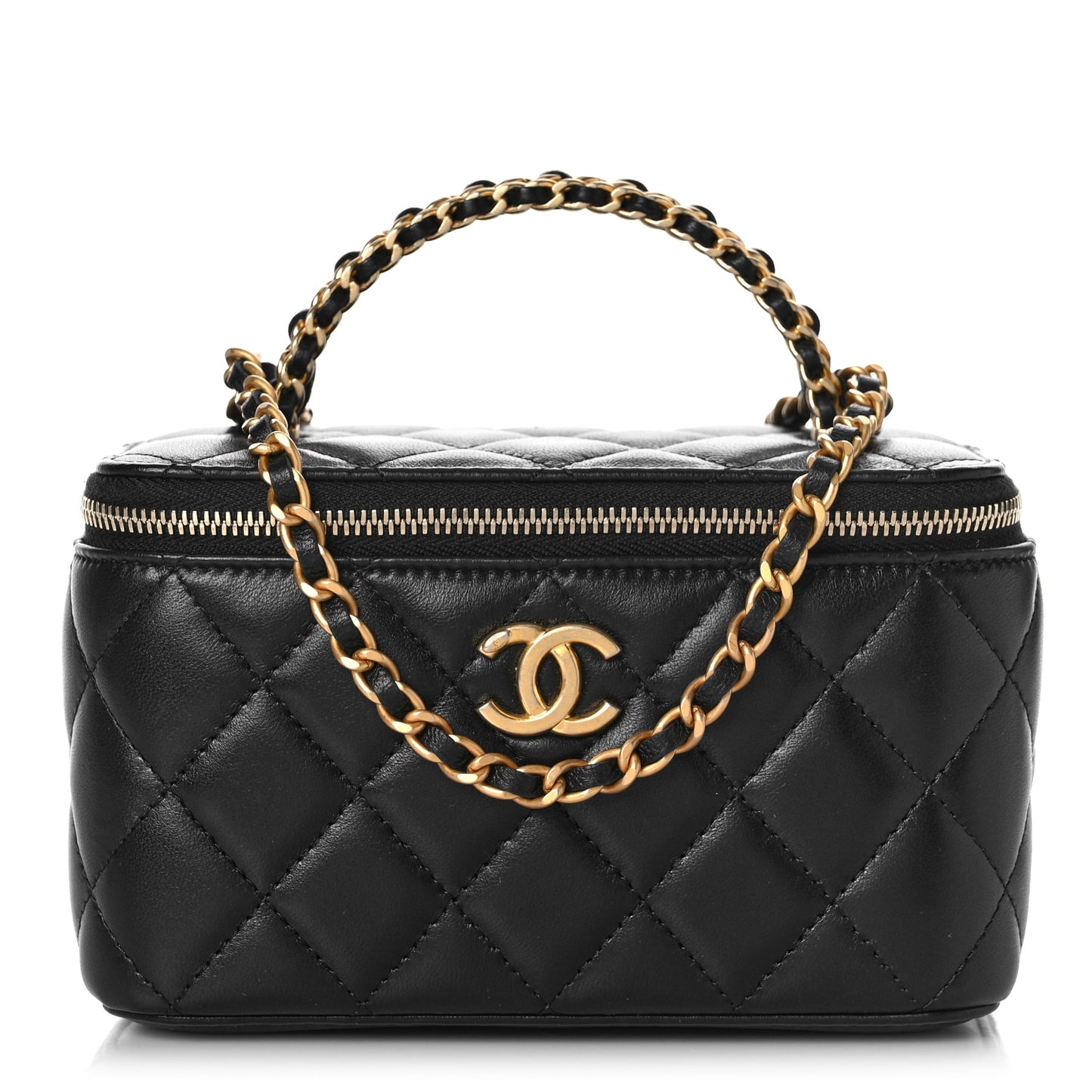 Lambskin Quilted Pick Me Up Vanity Case Black
