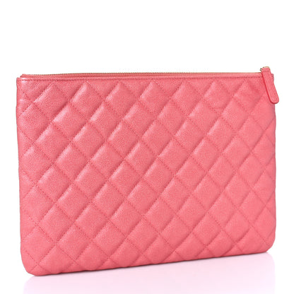 Chanel Iridescent Caviar Quilted Medium Flap Cosmetic Case Pink 3 of 10