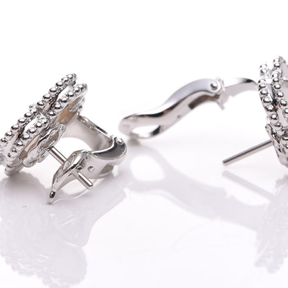 Van Cleef & Arpels 18K White Gold Mother of Pearl Vintage Alhambra Earrings 3 of 4