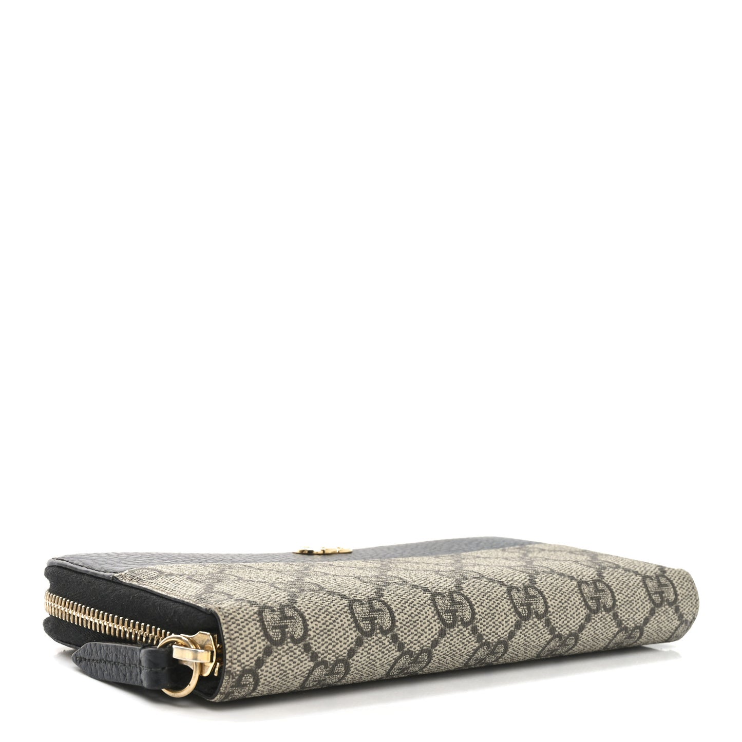 Dollar Calfskin GG Supreme Monogram GG Marmont Zip Around Wallet Black Beige Ebony