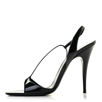 Saint Laurent Patent Calfskin Anouk 110 Sandals 39.5 Black 1 of 7