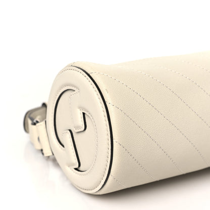 Gucci Sakai Be Green Calfskin Diagonal Stitched Mini Blondie Barrel Shoulder Bag Mystic White 9 of 11
