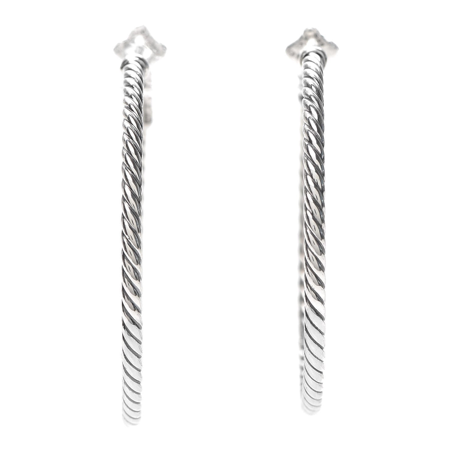 David Yurman Sterling Silver Large Cable Classics Hoop Earrings 1 of 4