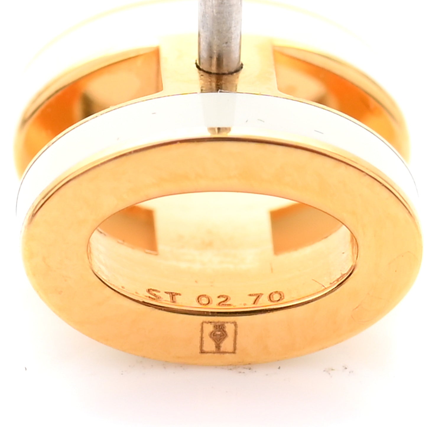 Gold Lacquered Mini Pop H Earrings White