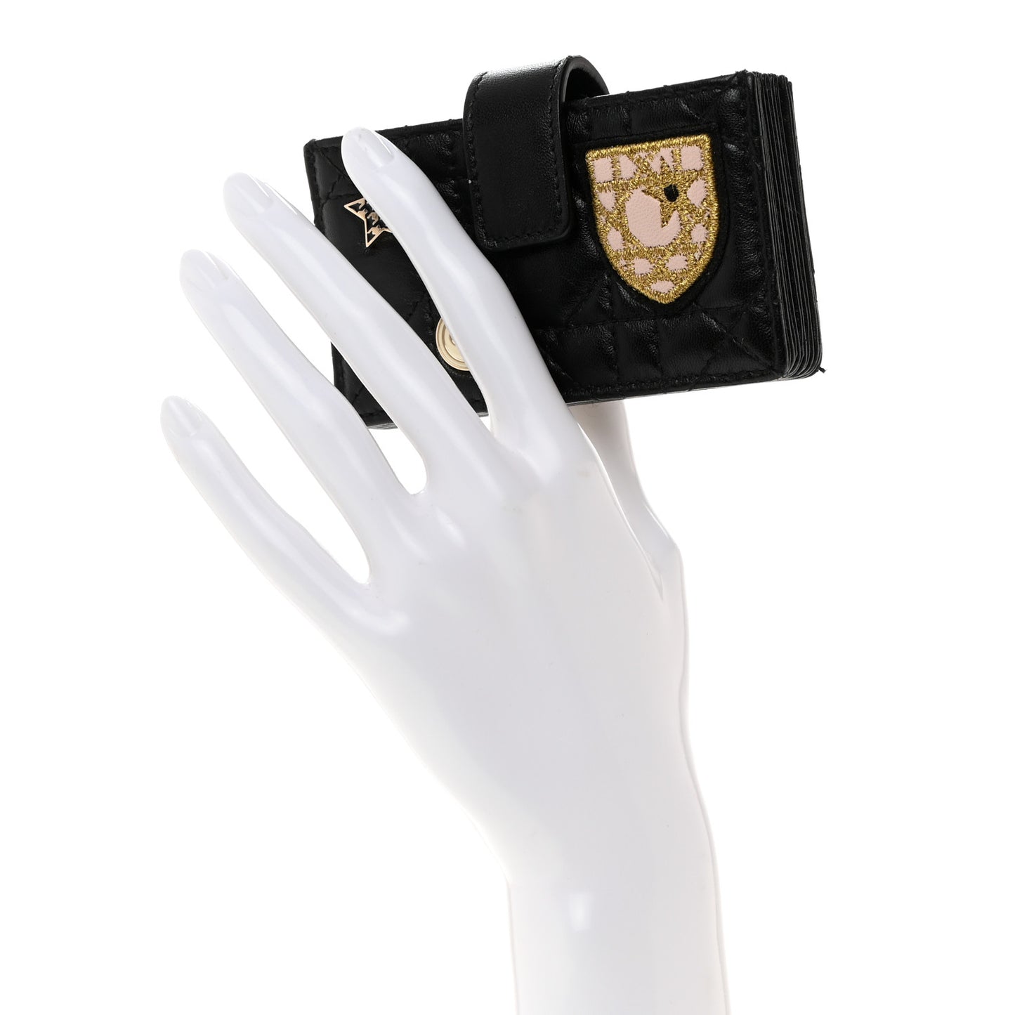 Lambskin Cannage Lucky Badges Lady Dior 5-Gusset Card Holder Black