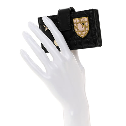 Christian Dior Lambskin Cannage Lucky Badges Lady Dior 5-Gusset Card Holder Black 3 of 8