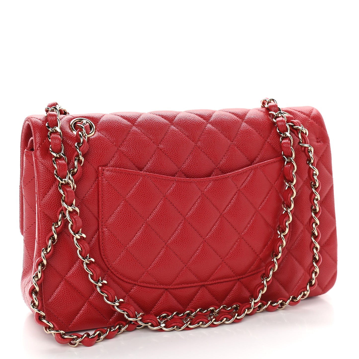 Caviar Quilted Medium Double Flap Red